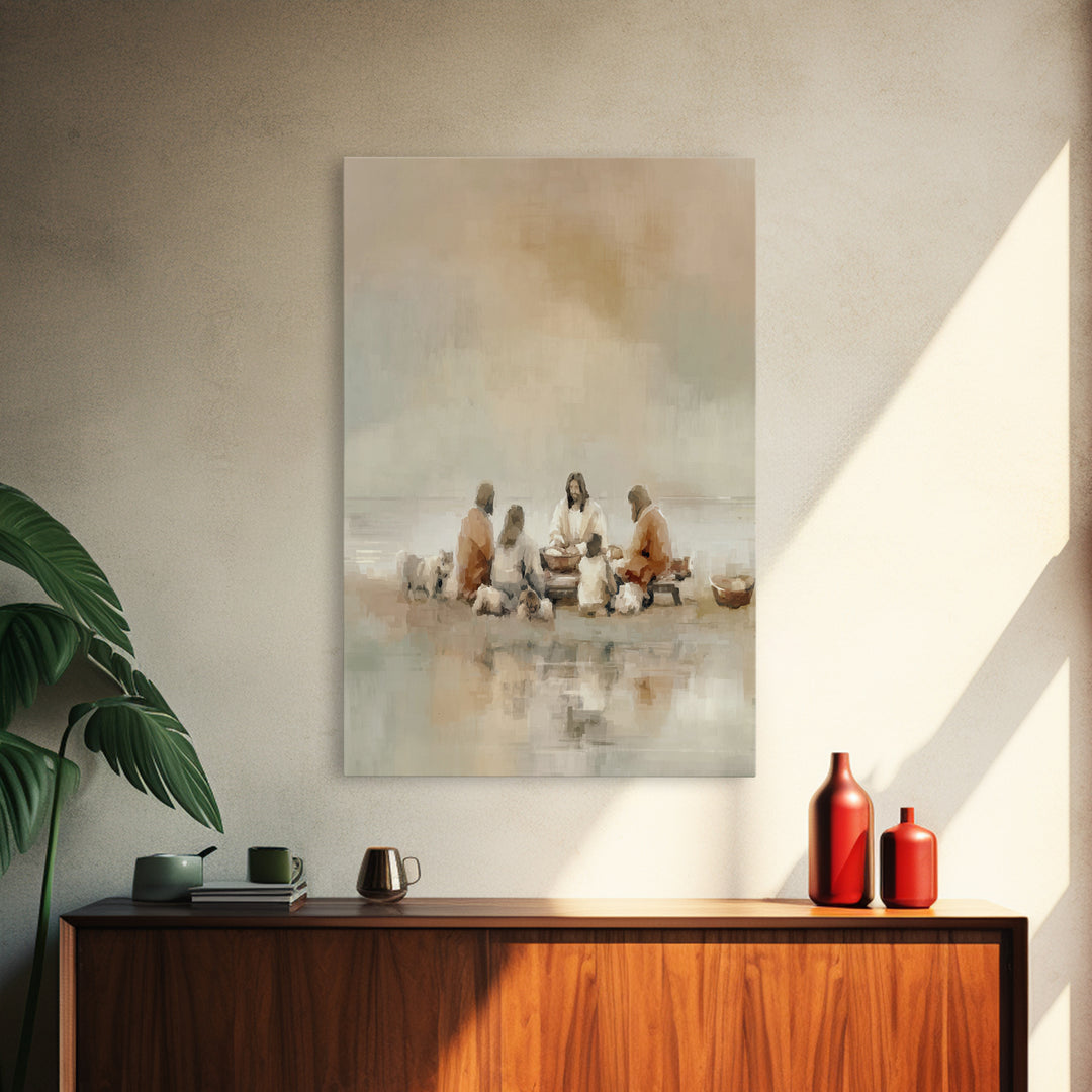 Flock Circle Light | Framed Canvas Print | Christian Wall Art | Christian Art Canvas | Jesus Painting | Christian Decor | Subtle Christian