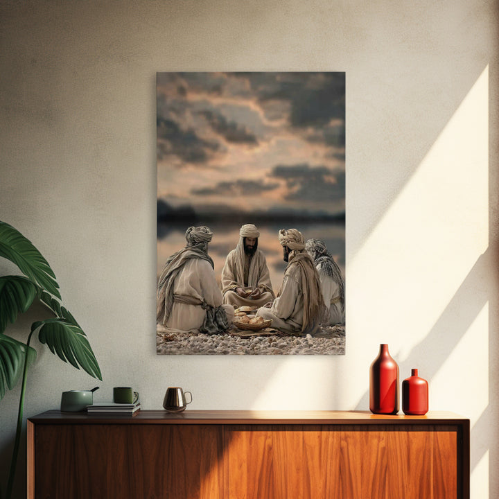 Desert Bread Fellowship – Framed Canvas Print – Christian Wall Art – Christian Art Canvas – Jesus Painting – Christian Decor – Unique Chris