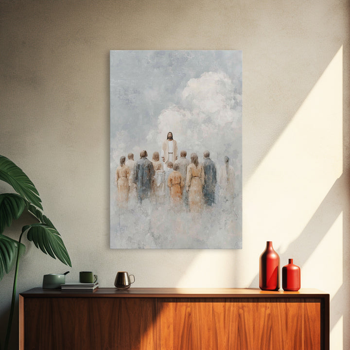 Ascension Amid Clouds – Framed Canvas Print – Christian Art Canvas – Christian Wall Art – Christian Art – Jesus Painting – Christian Decor