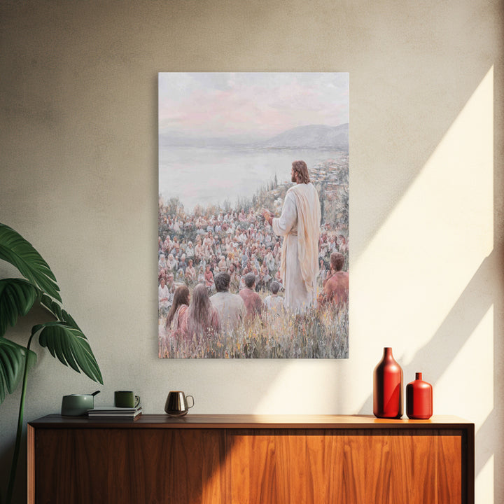 Hillside Multitude Grace – Framed Canvas Print – Christian Art Canvas – Christian Wall Art – Jesus Painting – Christian Art – Christian Dec