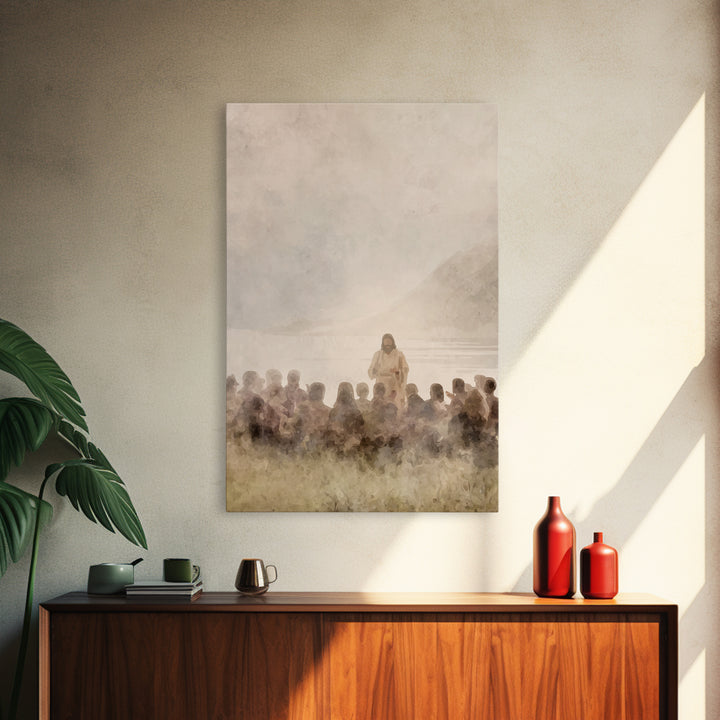 Silent Shore Message | Framed Canvas Print | Christian Wall Art | Christian Art Canvas | Jesus Painting | Christian Art | Christian Decor |