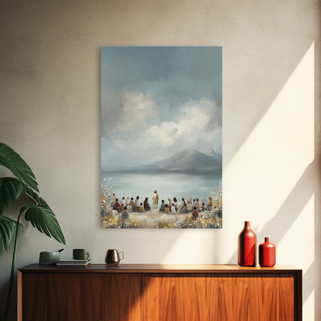 Lakefront Morning Word – Framed Canvas Print – Christian Art Canvas – Christian Wall Art – Jesus Painting – Christian Art – Christian Decor