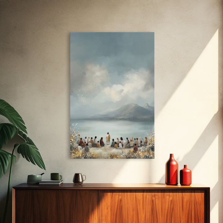 Lakefront Morning Word – Framed Canvas Print – Christian Art Canvas – Christian Wall Art – Jesus Painting – Christian Art – Christian Decor