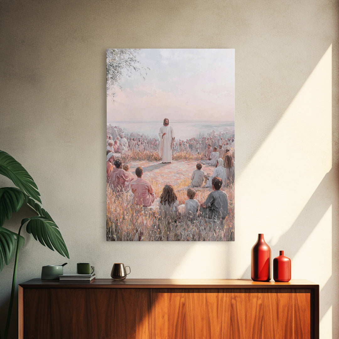 Sermon Of Light – Framed Canvas Print – Christian Wall Art – Jesus Painting – Christian Art Canvas – Christian Decor – Large Christian Pain