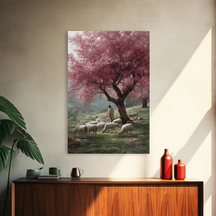 Pasture Of Peace | Framed Canvas Print | Christian Art Canvas | Jesus Painting | Christian Wall Art | Christian Christmas Art | Modern Chri