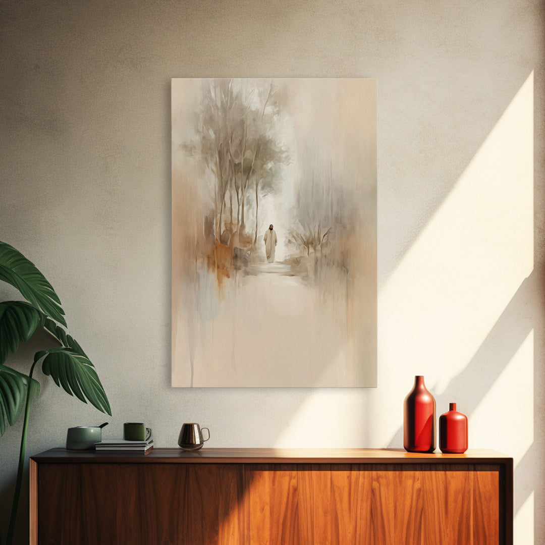 Soft Path Grace, Framed Canvas Print, Christian Art Canvas, Christian Wall Art, Minimalist Christian Art, Subtle Christian Art, Jesus Paint