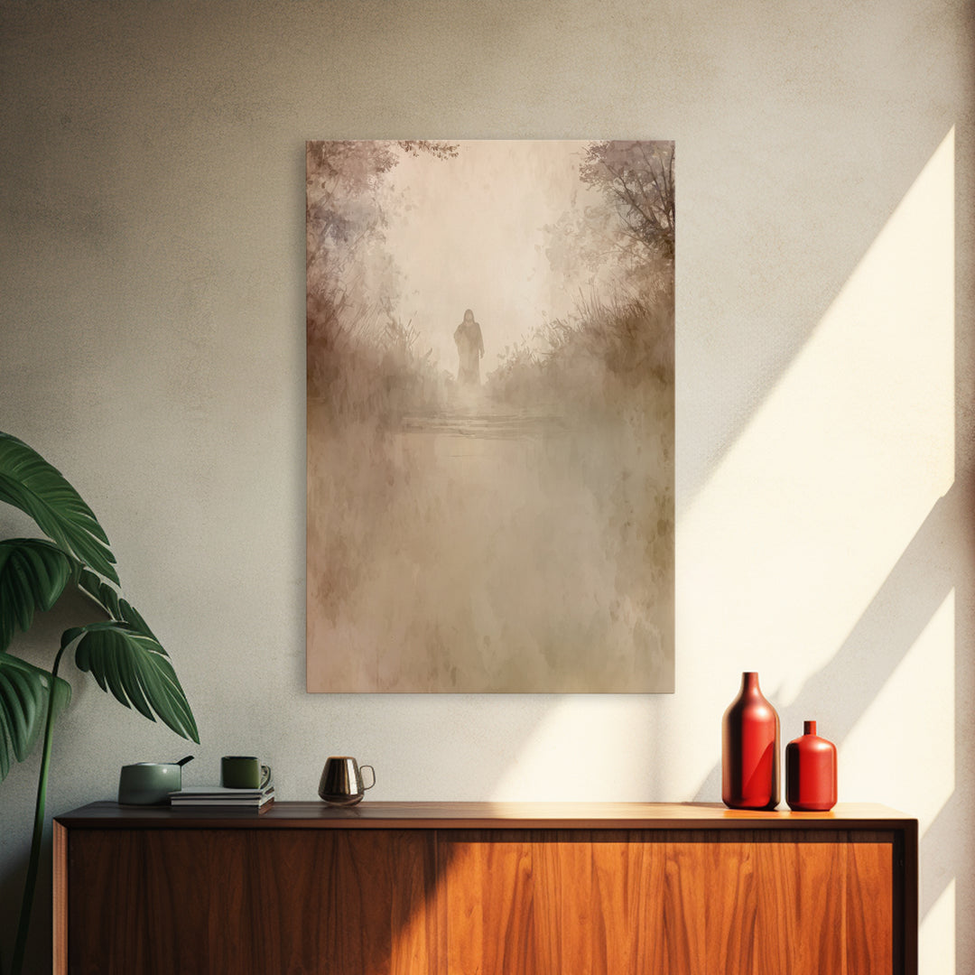 Gentle Path Light – Framed Canvas Print – Christian Art Canvas – Christian Wall Art – Subtle Christian Art – Jesus Painting – Christian Art