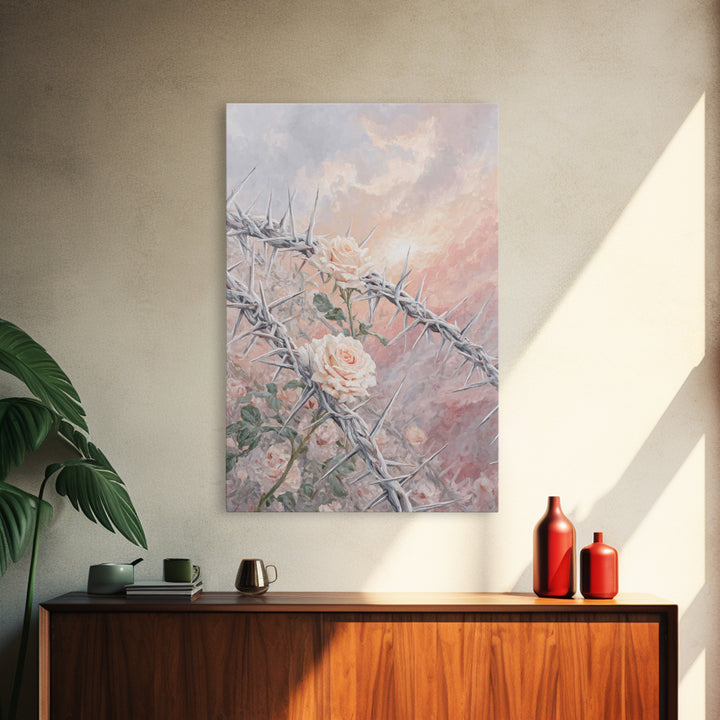Crown Of Blossoms – Framed Canvas Print – Christian Art Canvas – Christian Wall Art – Christian Art Painting – Christian Decor – Modern Chr