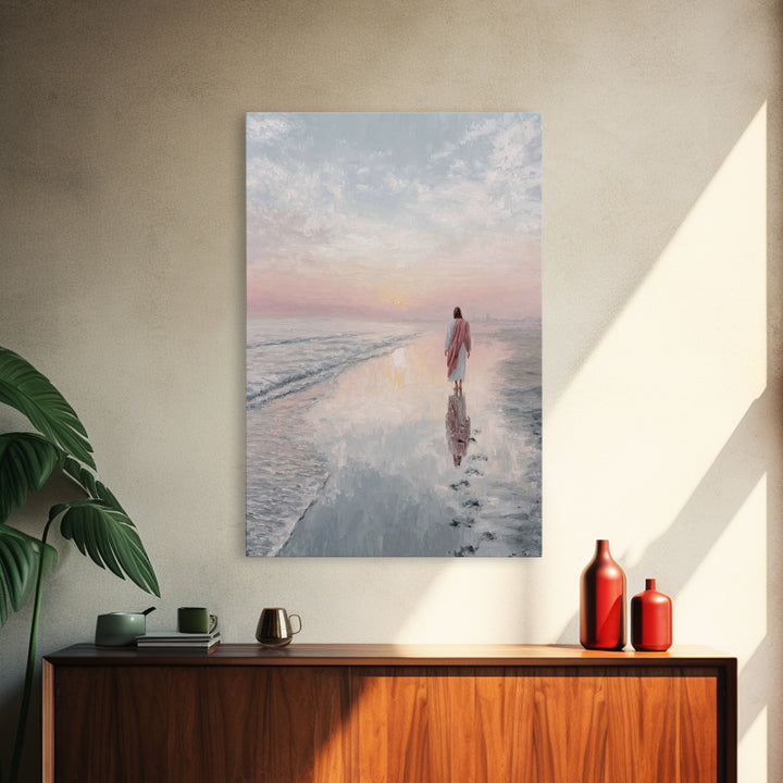 Shore Of Grace – Framed Canvas Print – Christian Wall Art – Christian Art Canvas – Jesus Painting – Christian Art Print – Christian Christm