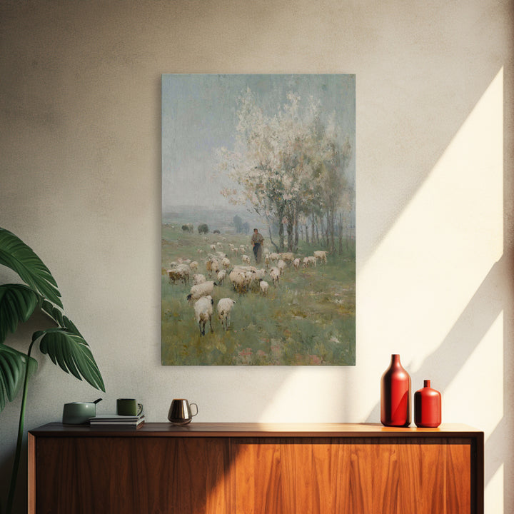 Spring Meadow Guide – Framed Canvas Print – Christian Art Canvas – Christian Painting – Christian Wall Art – Christian Gift – Subtle Christ