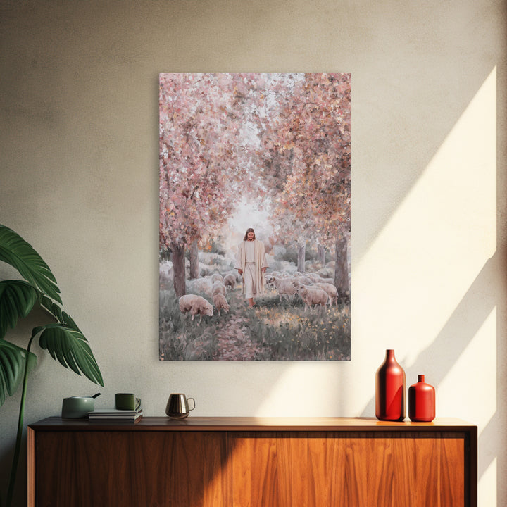 Pathway Of Gentle Care – Framed Canvas Print – Christian Wall Art – Jesus Painting – Christian Art Canvas – Christian Gift Ideas – Vintage