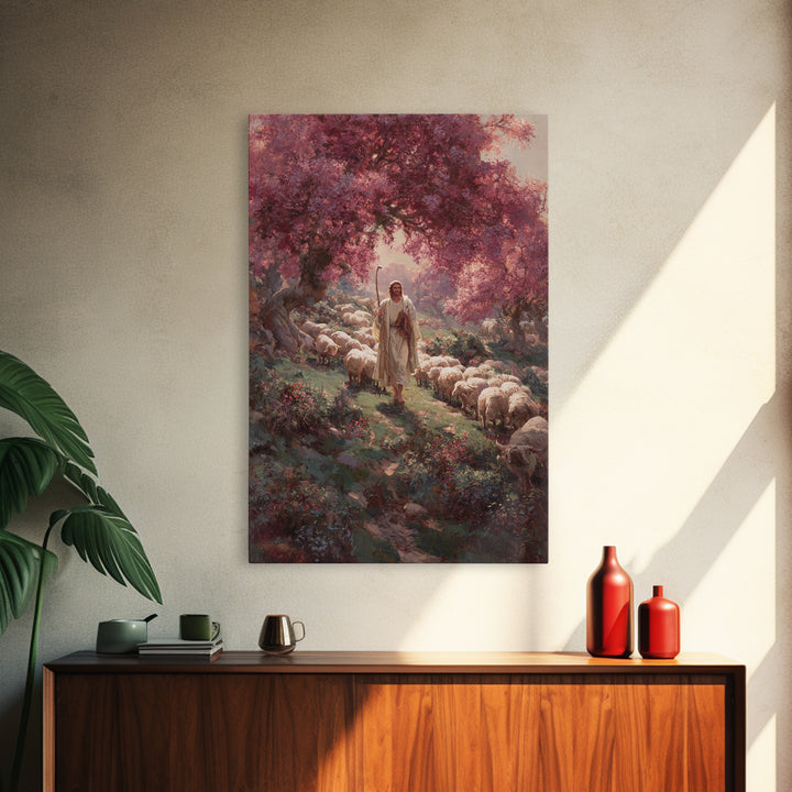 Pastures Of Peace – Framed Canvas Print – Christian Art Canvas – Christian Painting – Subtle Christian Art – Jesus Wall Art – Christian Chr