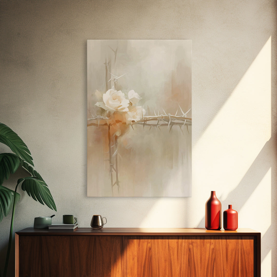 Roses Of Hope, Framed Canvas Print, Christian Art Canvas, Christian Wall Art, Subtle Christian Art, Christian Decor, Modern Christian Art