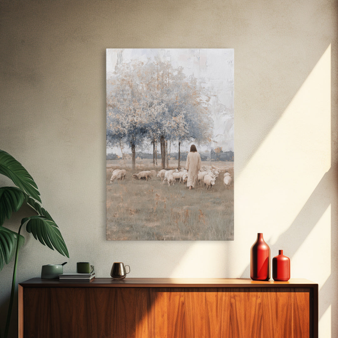 Fields Of Quiet Grace – Framed Canvas Print – Subtle Christian Art – Christian Art Canvas – Jesus Painting – Christian Wall Art – Christian