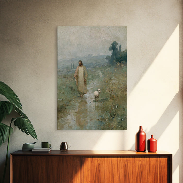 Gentle Morning Walk – Framed Canvas Print – Christian Wall Art – Jesus Painting – Subtle Christian Art – Christian Art Print – Christian De