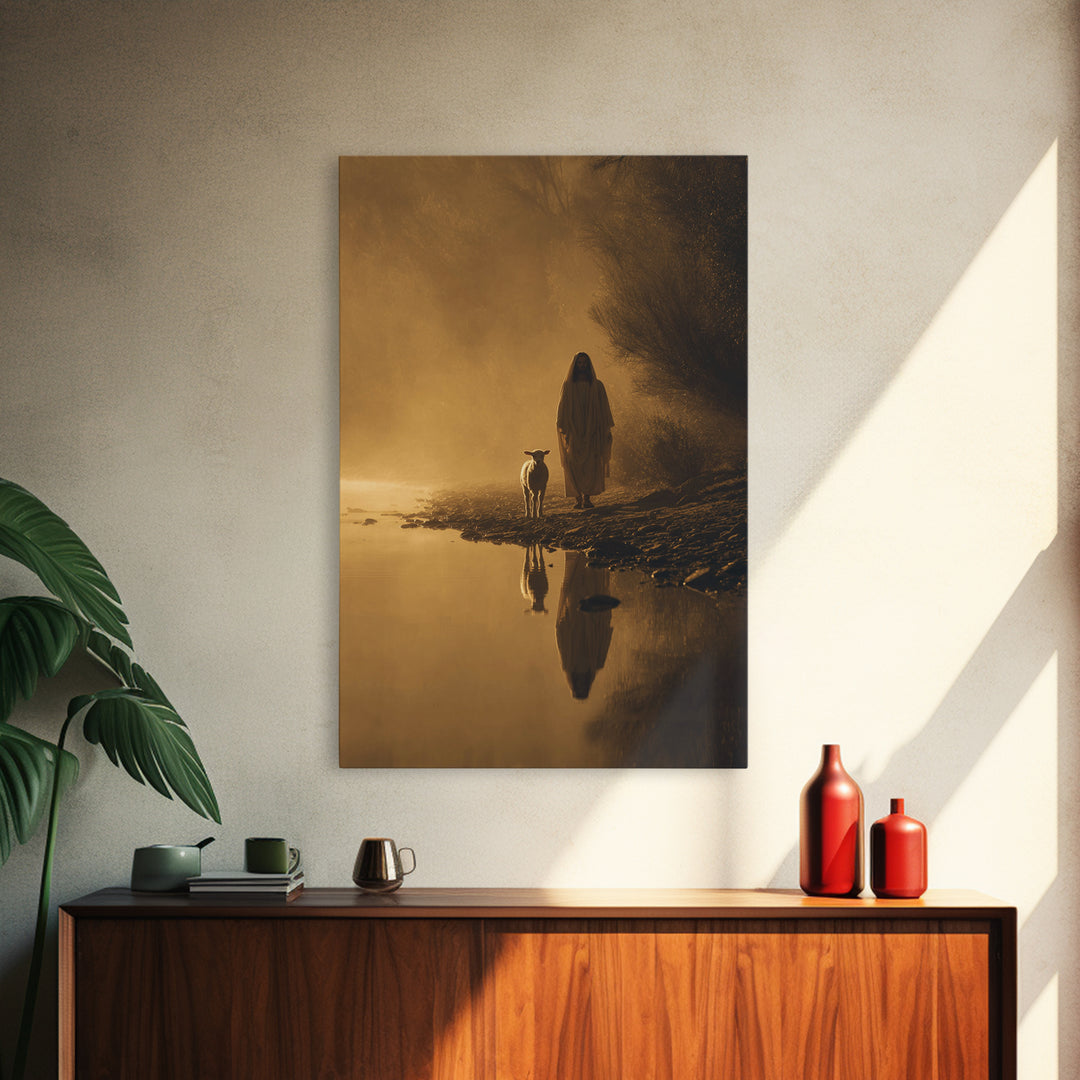 Golden Path Grace, Framed Canvas Print, Christian Wall Art, Jesus Painting Canvas, Moody Christian Art, Christian Art Canvas, Christian Chr