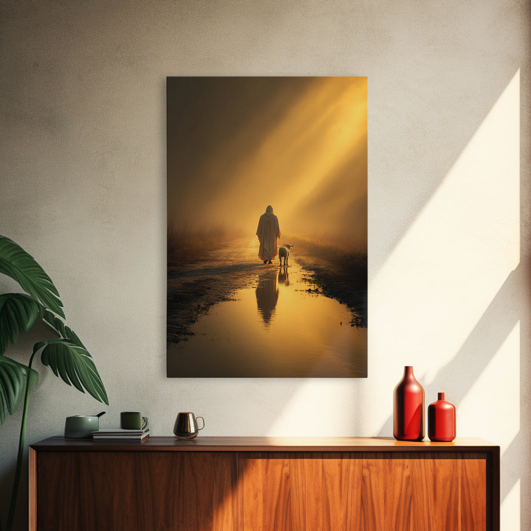 Dawn Shepherd Quiet | Framed Canvas Print | Christian Wall Art | Jesus Art Print | Moody Christian Art | Large Christian Painting | Christi