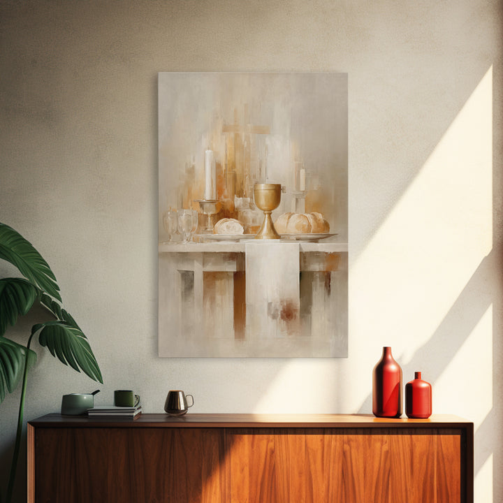 Sacred Communion Light | Framed Canvas Print | Christian Wall Art | Christian Christmas Art | Christian Art Canvas | Unique Christian Art