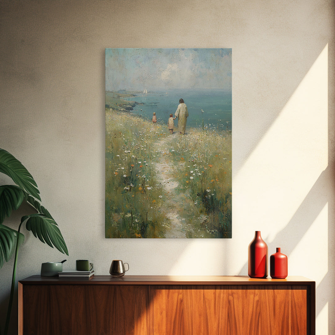 Morning Path Of Hope – Framed Canvas Print – Christian Wall Art – Jesus Painting – Christian Art Canvas – Christian Gift – Modern Christian