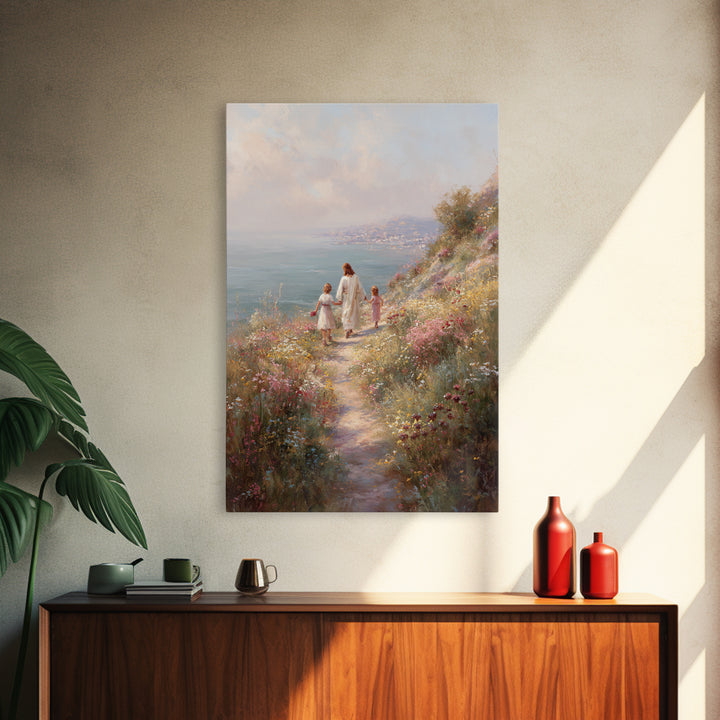 Seaside Promise Light – Framed Canvas Print – Christian Wall Art – Christian Art Canvas – Jesus Painting – Christian Decorations – Subtle C