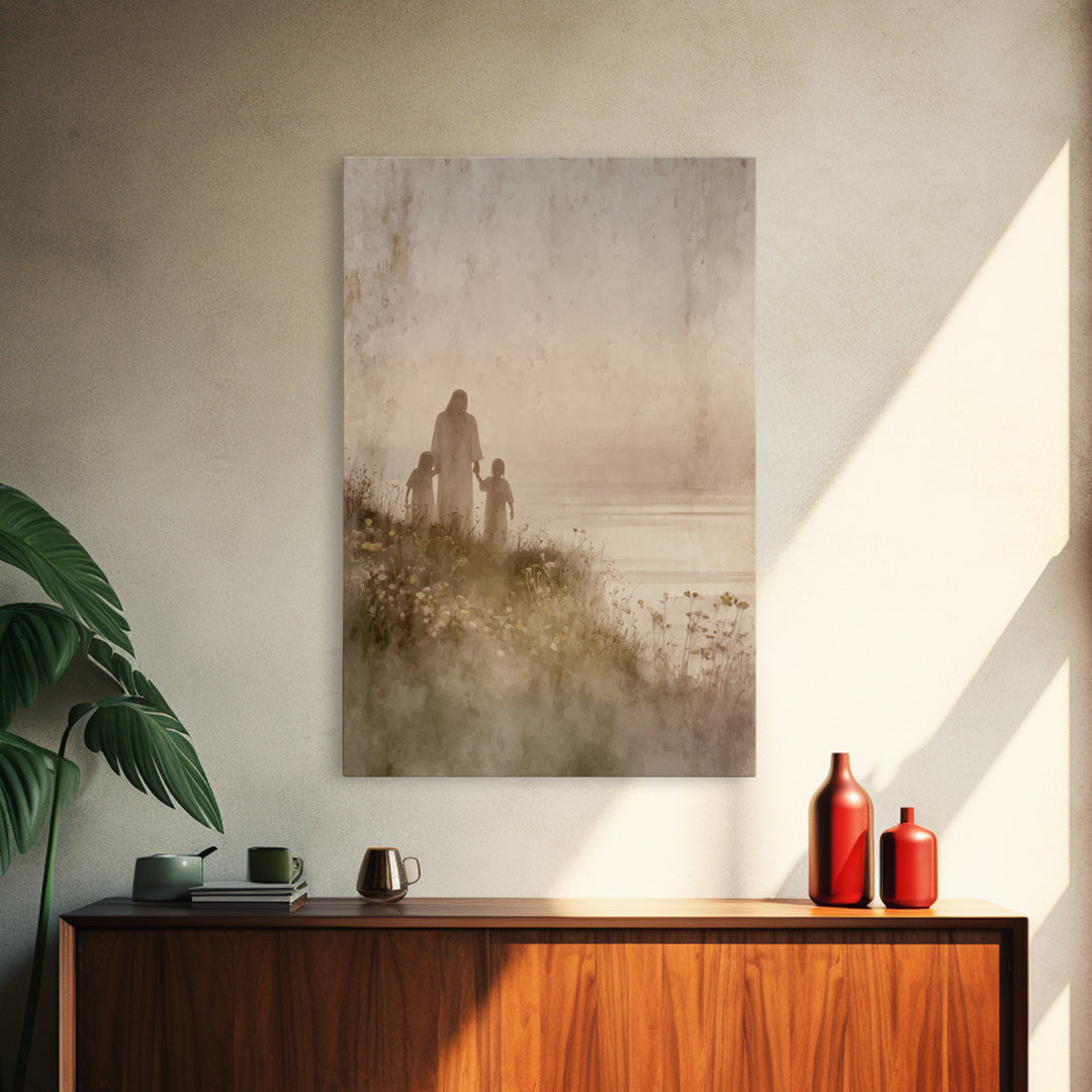 Blossoms By The Sea, Framed Canvas Print, Christian Wall Art, Jesus Art Print, Christian Art Canvas, Christian Decoration, Large Christian
