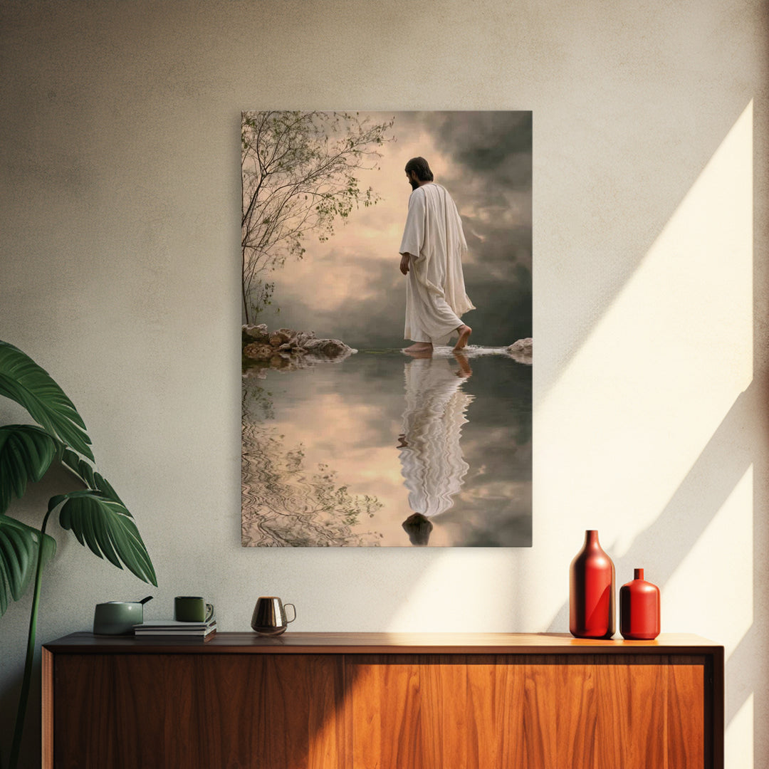 Sacred Steps Dawn – Framed Canvas Print – Christian Wall Art – Jesus Painting – Modern Christian Art – Christian Art Canvas – Christian Gif