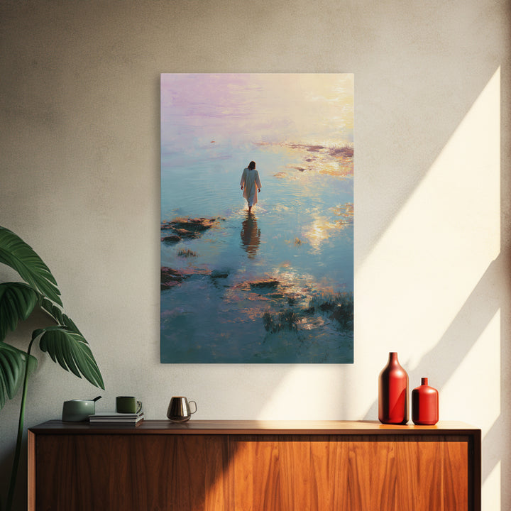Waters Of Promise - Framed Canvas Print - Christian Art Canvas - Christian Wall Art - Jesus Painting - Modern Christian Painting