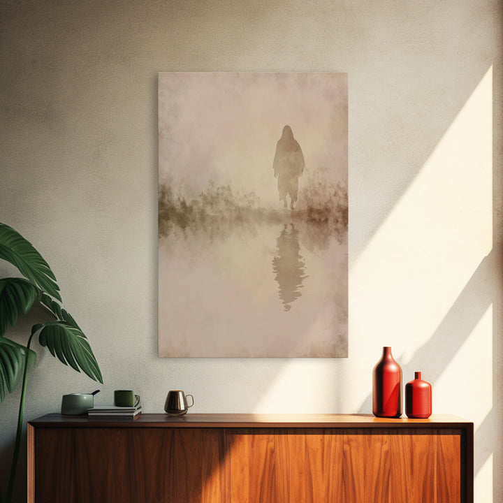 Silent Messiah , Framed Canvas Print, Christian Wall Art, Christian Art Canvas, Jesus Painting, Vintage Christian Art