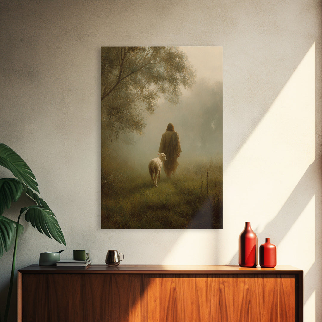 Still Pastures - Framed Canvas Print - Christian Wall Art - Christian Art Canvas - Christian Painting - Christian Decor