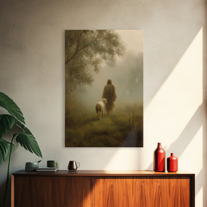 Still Pastures - Framed Canvas Print - Christian Wall Art - Christian Art Canvas - Christian Painting - Christian Decor