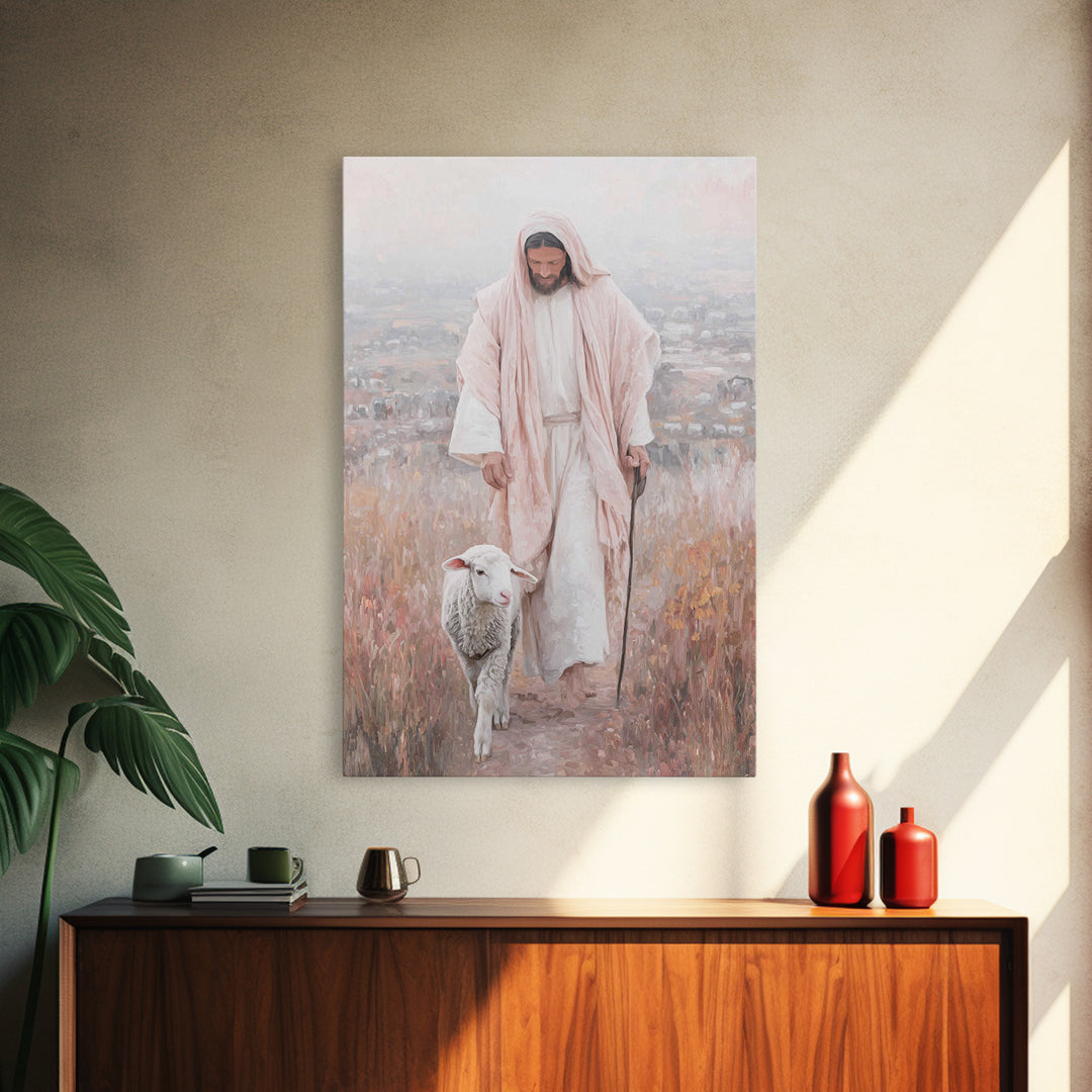 Fields Of Grace – Framed Canvas Print – Christian Wall Art – Christian Art Canvas – Jesus Painting – Modern Christian Art – Christmas Art