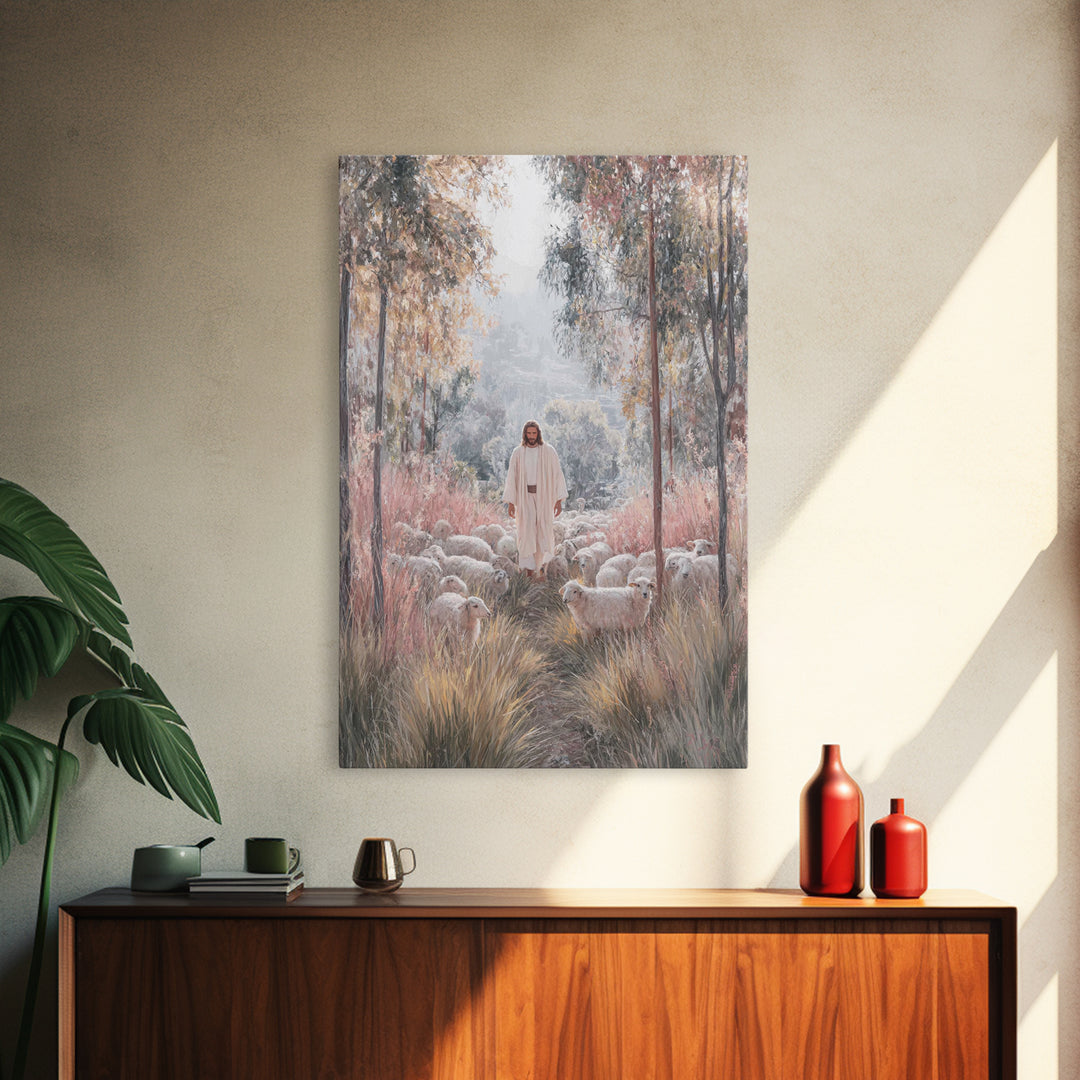 Radiant Shepherd – Framed Canvas Print – Christian Art Canvas – Christian Wall Art – Jesus Painting – Modern Christian Art – Christian Chri