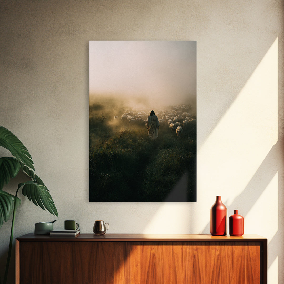 Fields Of Grace, Framed Canvas Print, Jesus Painting, Christian Art Print, Large Christian Art, Christian Wall Art, Christian Gift Ideas