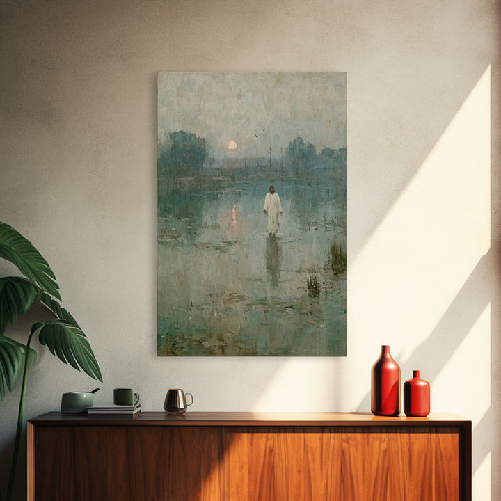 Calm Waters Glory | Framed Canvas Print | Christian Art Painting | Jesus Painting | Modern Christian Art | Christian Wall Art | Christian G