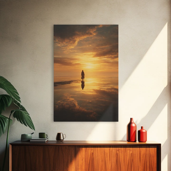 Eternal Sunrise Path, Framed Canvas Print, Christian Art Canvas, Jesus Christmas Art, Christian Wall Art, Moody Christmas Art, Christian Gi
