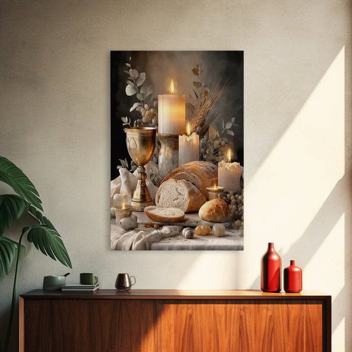 Graceful Still Table, Framed Canvas Print, Christian Wall Art, White Christmas Art, Christian Art Canvas, Christian Decor