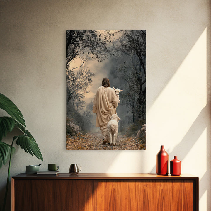 Lamb Of Peace – Framed Canvas Print – Christian Art Print – Jesus Painting – Christian Wall Art – Christian Art Gift – Modern Christian Art