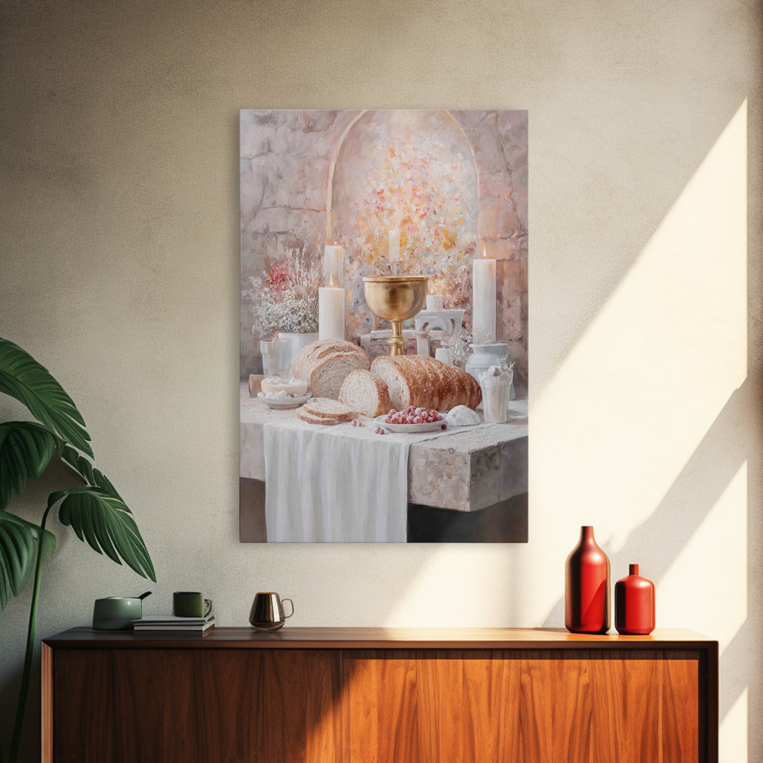 Candlelit Blessings | Framed Canvas Print | Christian Art Canvas | Christian Wall Art | Moody Christian Art | Christmas Art Prints