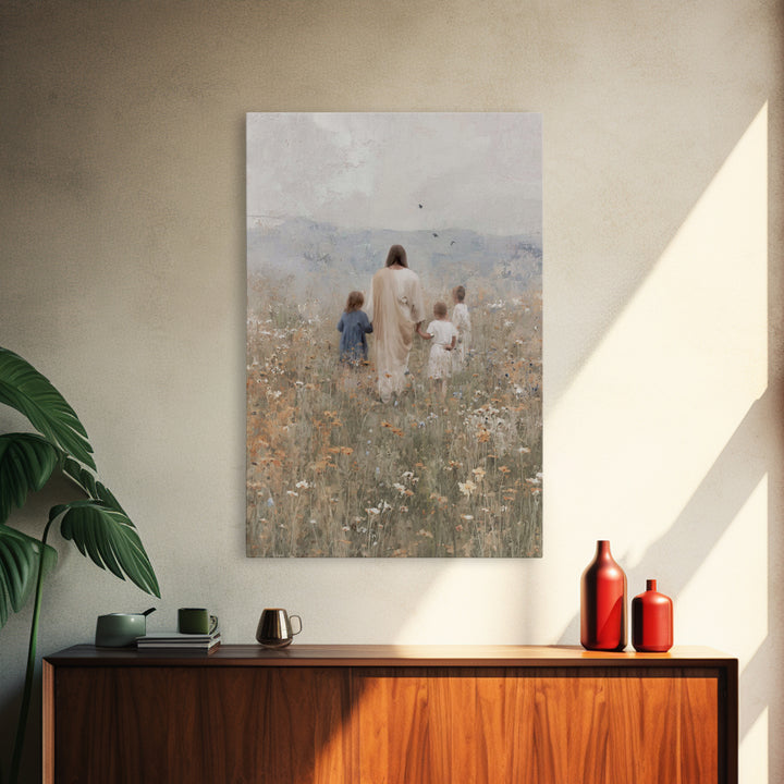 Fields Of Promise, Framed Canvas Print, Christian Wall Art, Christian Art Canvas, Jesus Painting, Christian Gift Ideas, Christian Christmas
