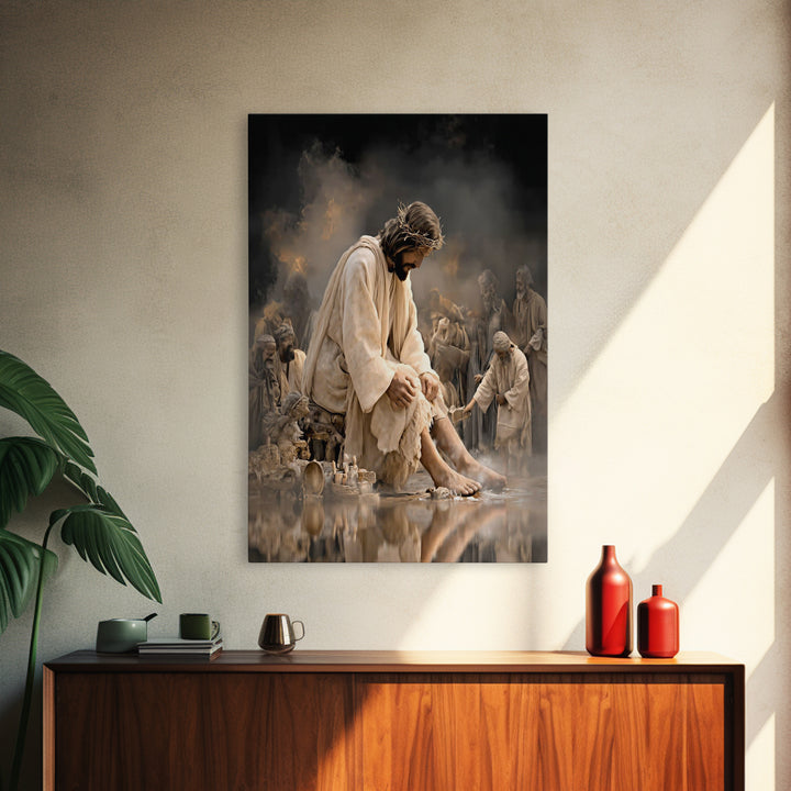 Quiet Servant Grace – Framed Canvas Print – Christian Wall Art – Jesus Painting – Christian Art Canvas – Christian Decor – Modern Christian
