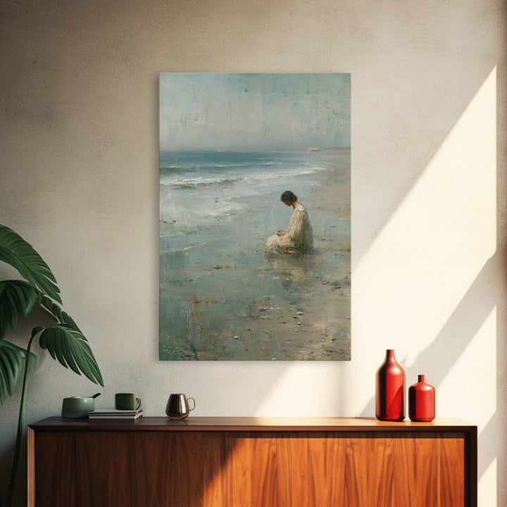 Silent Tide Prayer | Framed Canvas Print | Christian Wall Art | Christian Art Canvas | Christian Painting | Minimalist Christian Art | Chri