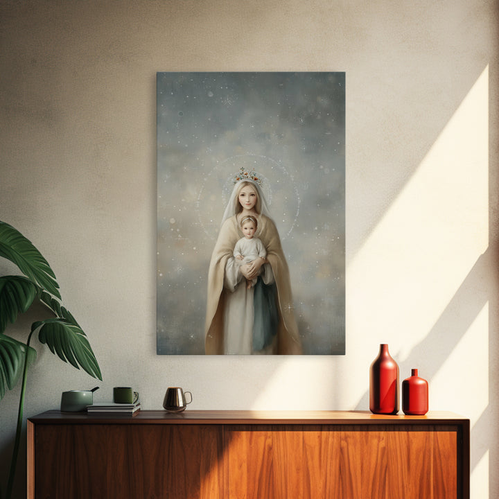 Heavenly Crown Grace – Framed Canvas Print – Christian Wall Art – Mary And Jesus Painting – Christian Art Canvas – Christian Gift Ideas – C