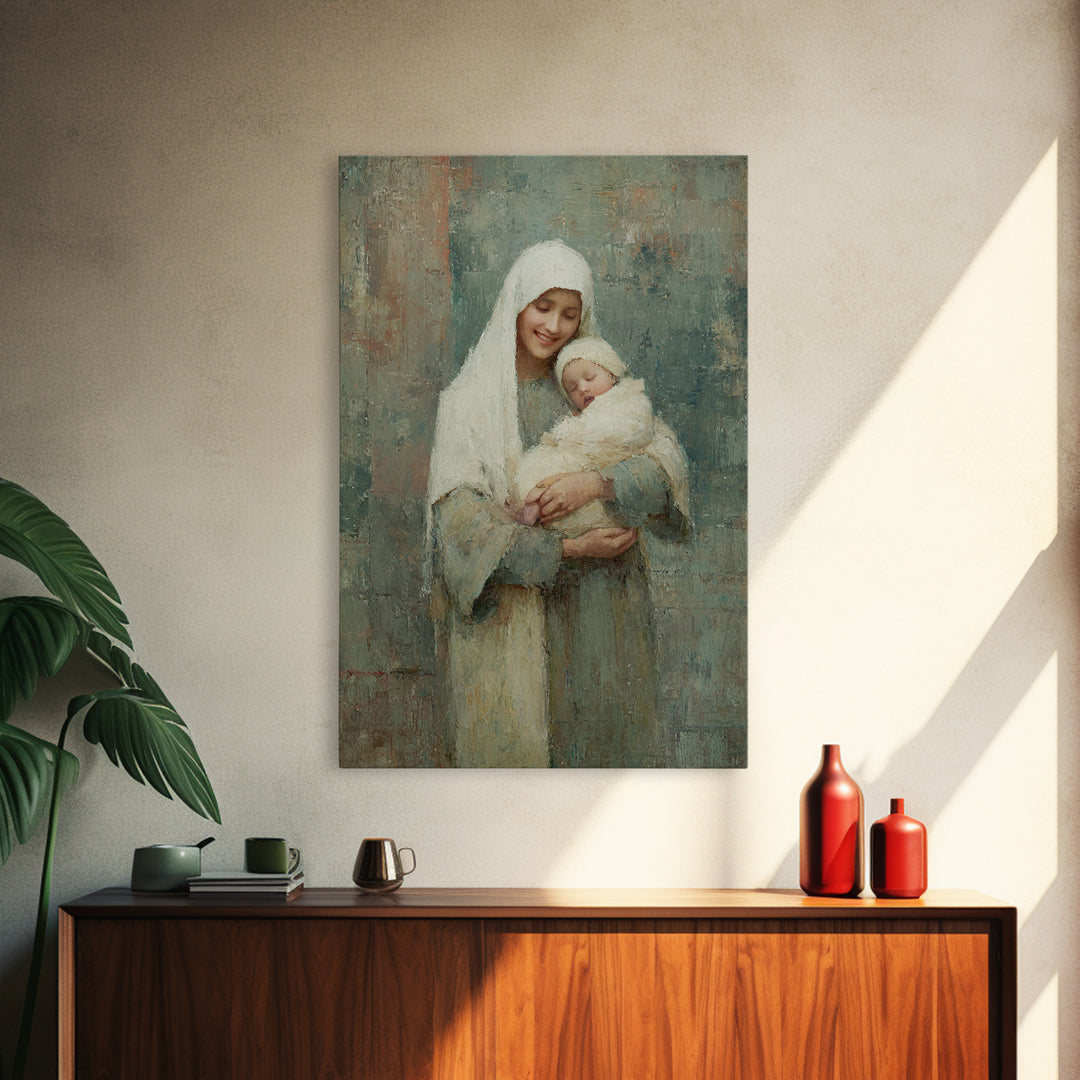 Blessed Embrace - Framed Canvas Print - Christian Art Canvas - Christian Wall Art - Christian Christmas Art - Jesus Painting - Christian De