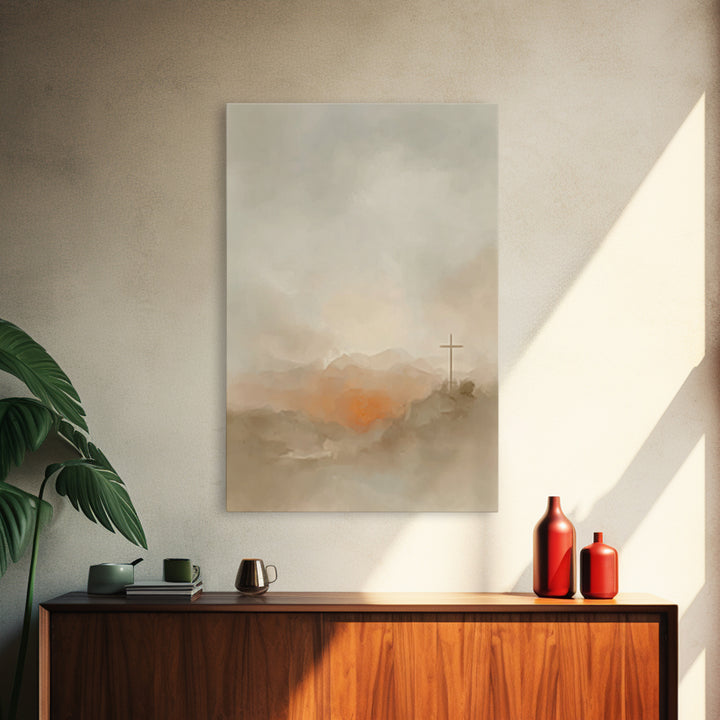 Crosslight Horizon – Framed Canvas Print – Christian Art Canvas – Christian Wall Art – Abstract Christian Art – Christian Decoration