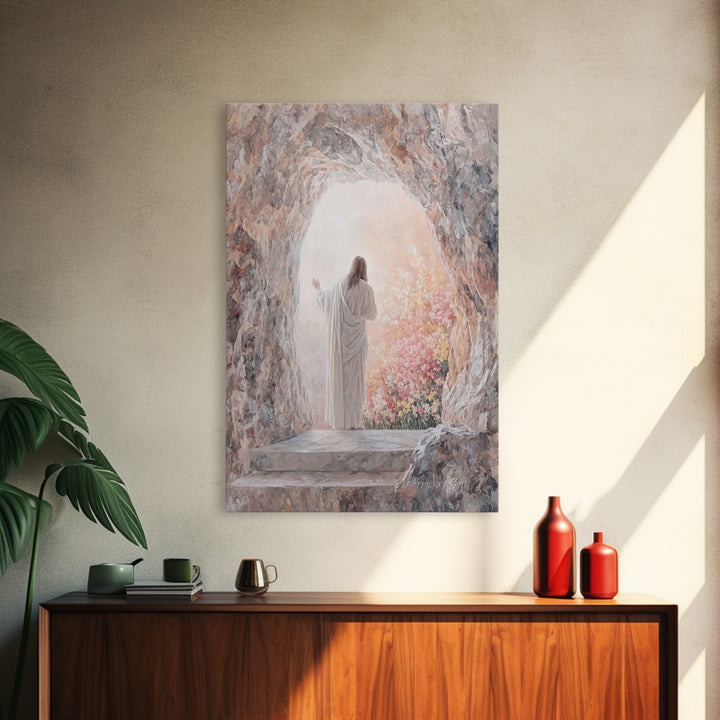 Risen Morning Light – Framed Canvas Print – Christian Wall Art – Jesus Painting – Christian Art Canvas – Christian Art – Christian Gift