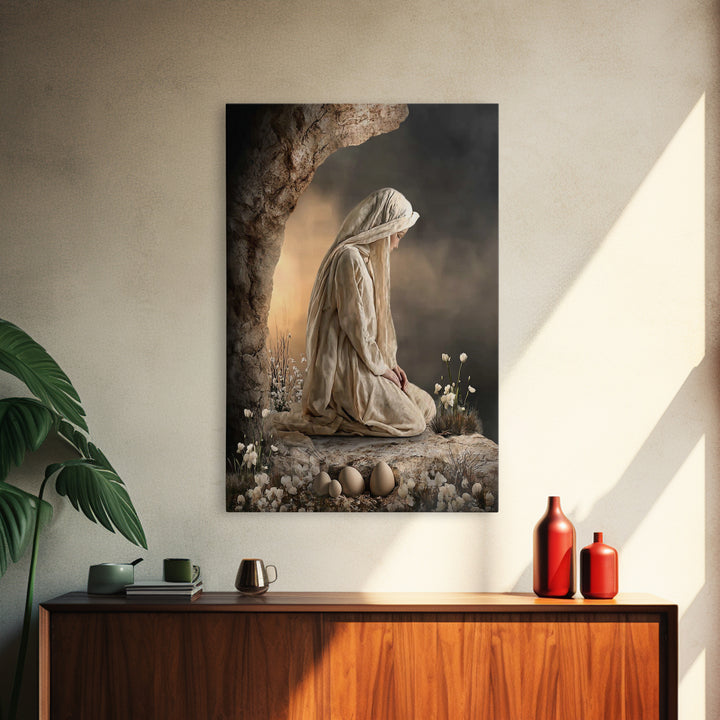 Sacred Vigil – Framed Canvas Print – Christian Wall Art – Christian Art Canvas – Christian Painting – Moody Christian Art – Christian Art G