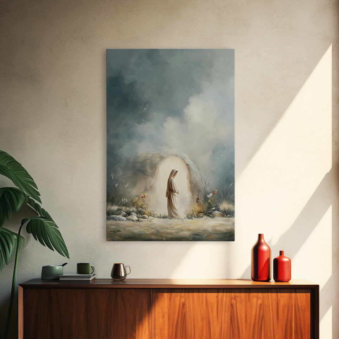 Tombside Dawn – Framed Canvas Print – Christian Art – Christian Art Canvas – Subtle Christian Art – Christian Wall Art – Christian Painting
