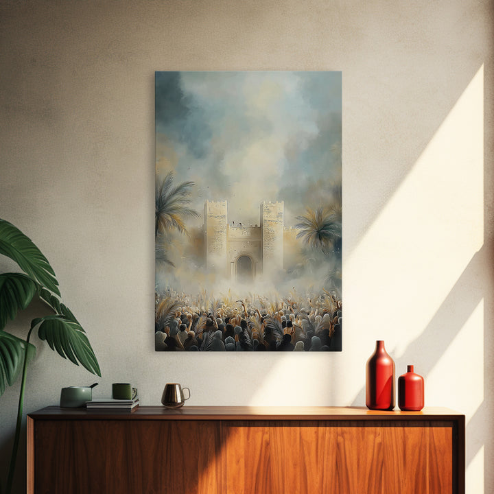 Palm Gate Hosanna – Framed Canvas Print – Christian Art – Christian Wall Art – Christian Art Painting – Moody Christian Art