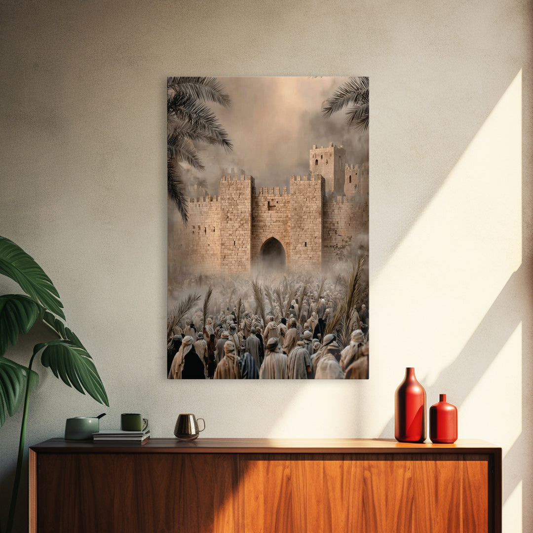 Triumphant Entry Dawn – Framed Canvas Print – Christian Art Painting – Christian Wall Art – Christian Art Canvas – Unique Christian Art