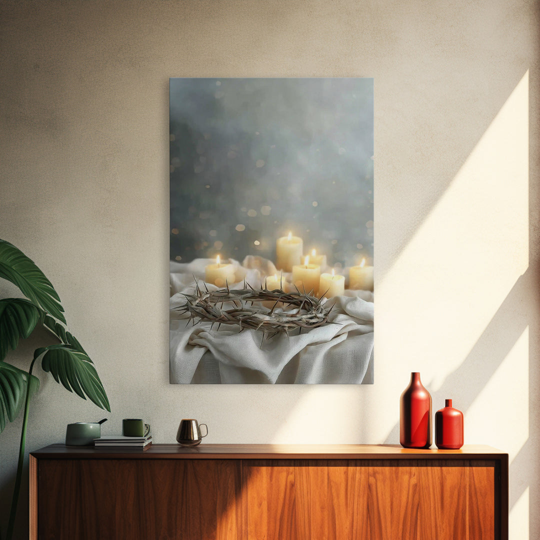 Glowing Redemption, Framed Canvas Print, Christian Art Canvas, Christian Wall Art, Moody Christian Art, Christian Gift Ideas